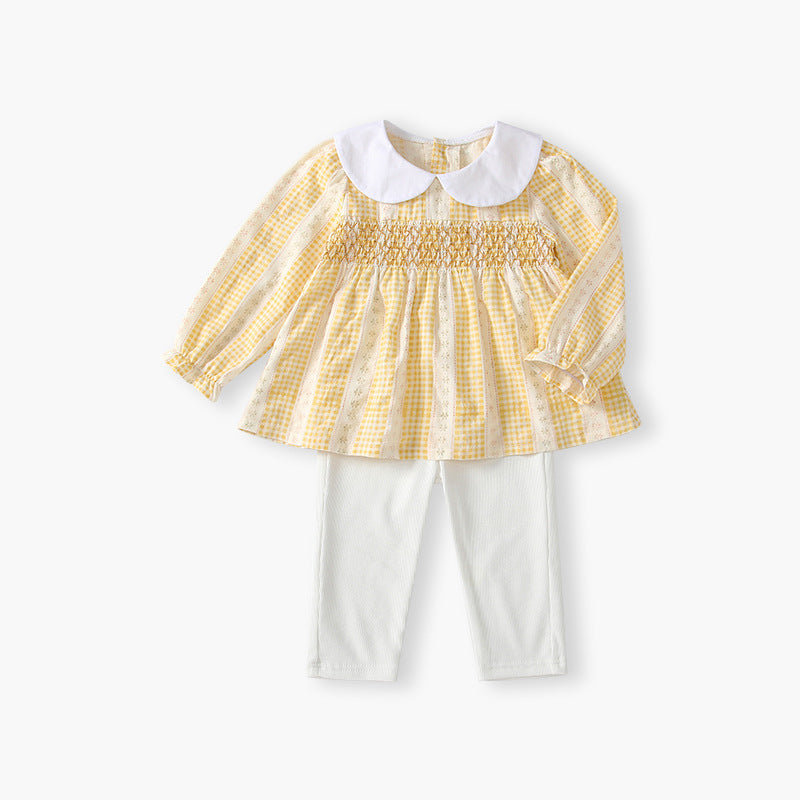 Girls' autumn outfit set  new style baby girl clothes long sleeve two-piece set infant and toddler chic spring and autumn children's clothing