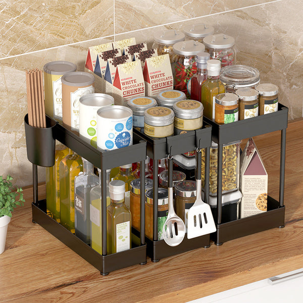 Lower Sink Shelf Kitchen Desktop Seasoning Rack Bathroom Cosmetics Storage Organizing Rack Multifunctional