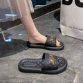 High-end french-style women's summer sandals, fashionable 2023 new summer flat sandals, non-slip and comfortable slippers