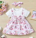 exclusive supply of infant and toddler short-sleeved bow-printed bunny dress, dropshipping available