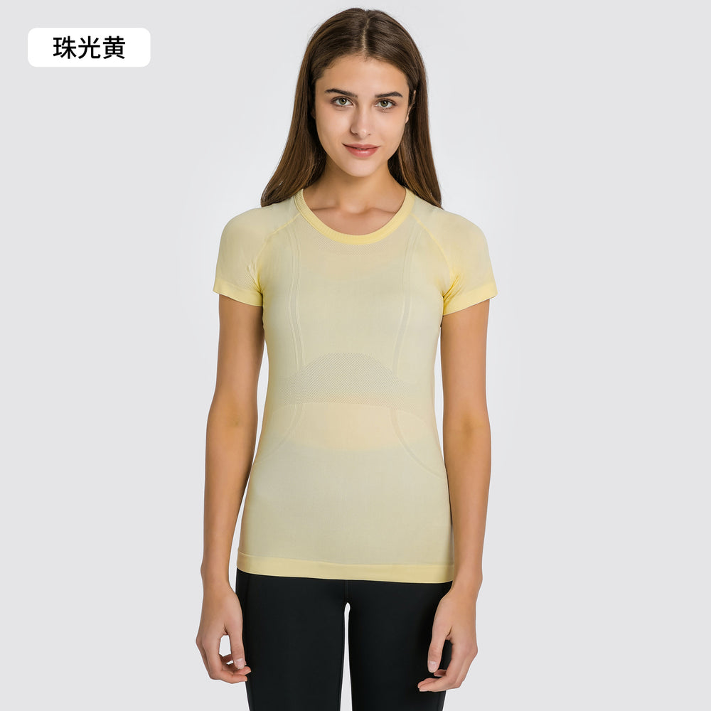 Spring/summer new women's short-sleeve crew neck sports t-shirt - running, fitness, slim-fit, breathable yoga top - s2067