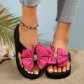 Women's summer fashion slippers - rhinestone platform flat heel bow beach sandals - flip-flops & thongs for the beach