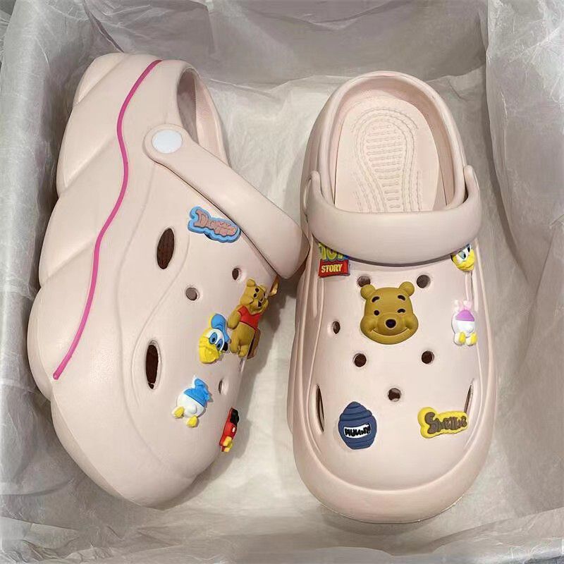 Women's clogs summer wholesale outdoor wear 2024 new thick sole beach couple closed toe half slippers women's sandals
