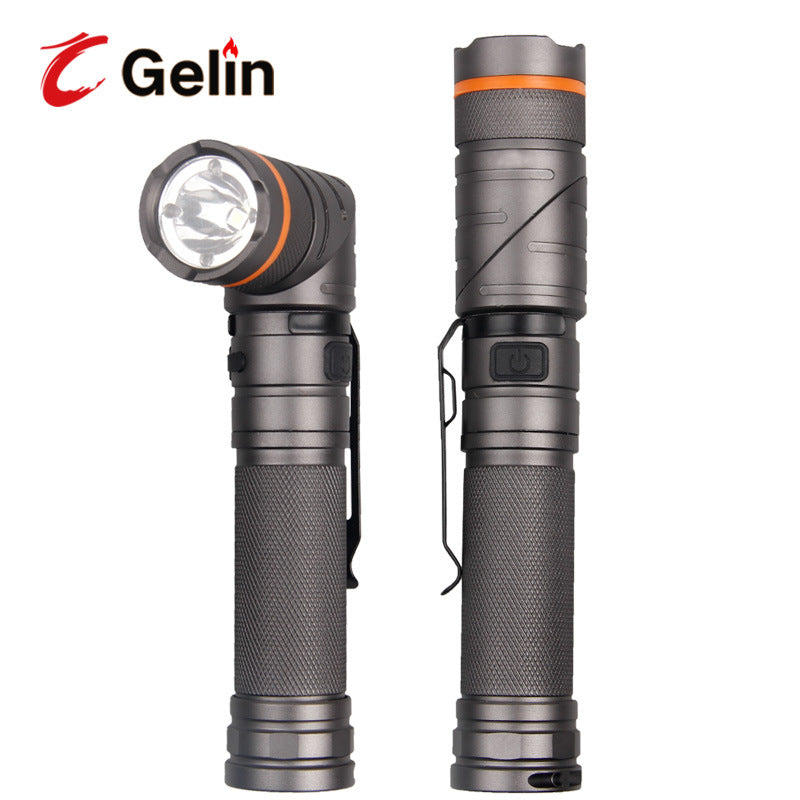 Cross-border XPG red, white and green light strong light USB charging power display magnet car 90 degree elbow pen buckle flashlight