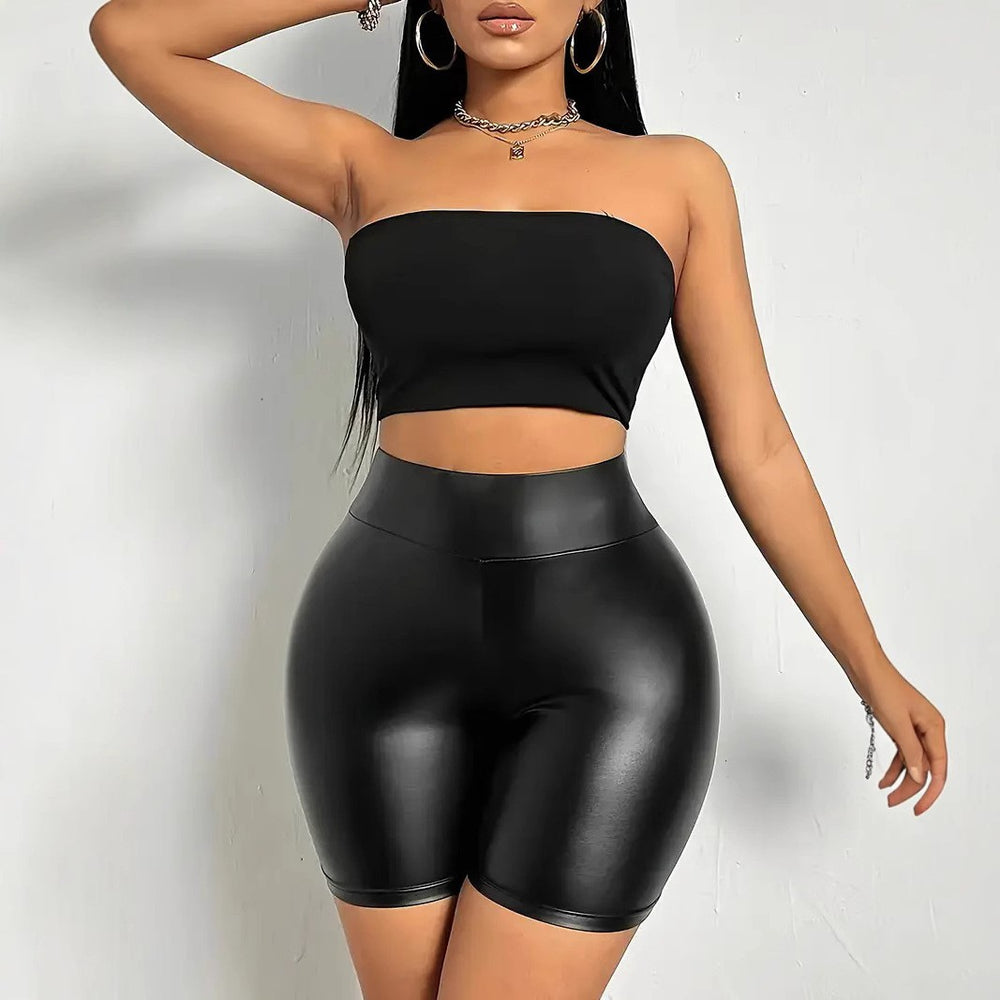 Fashionplus sizepu leather shorts for women 4-point pants hot style sexy cross-border independent station nightclub women's hot pants ins style