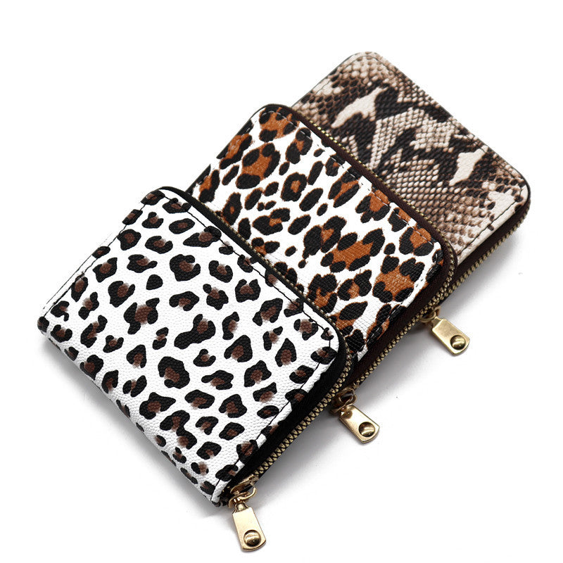 Personalized leopard print card bag, multi-functional change bag, organ-style small and exquisite large-capacity card holder, credit card holder.