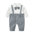 Baby clothes boys' romper two-tone grey gentleman long sleeve first birthday outfit pure cotton