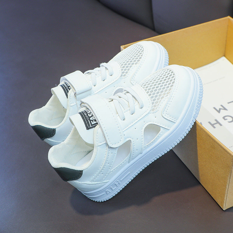 Children's mesh shoes 2025 summer new girls thin shoes breathable single mesh shoes low-top boys white shoes