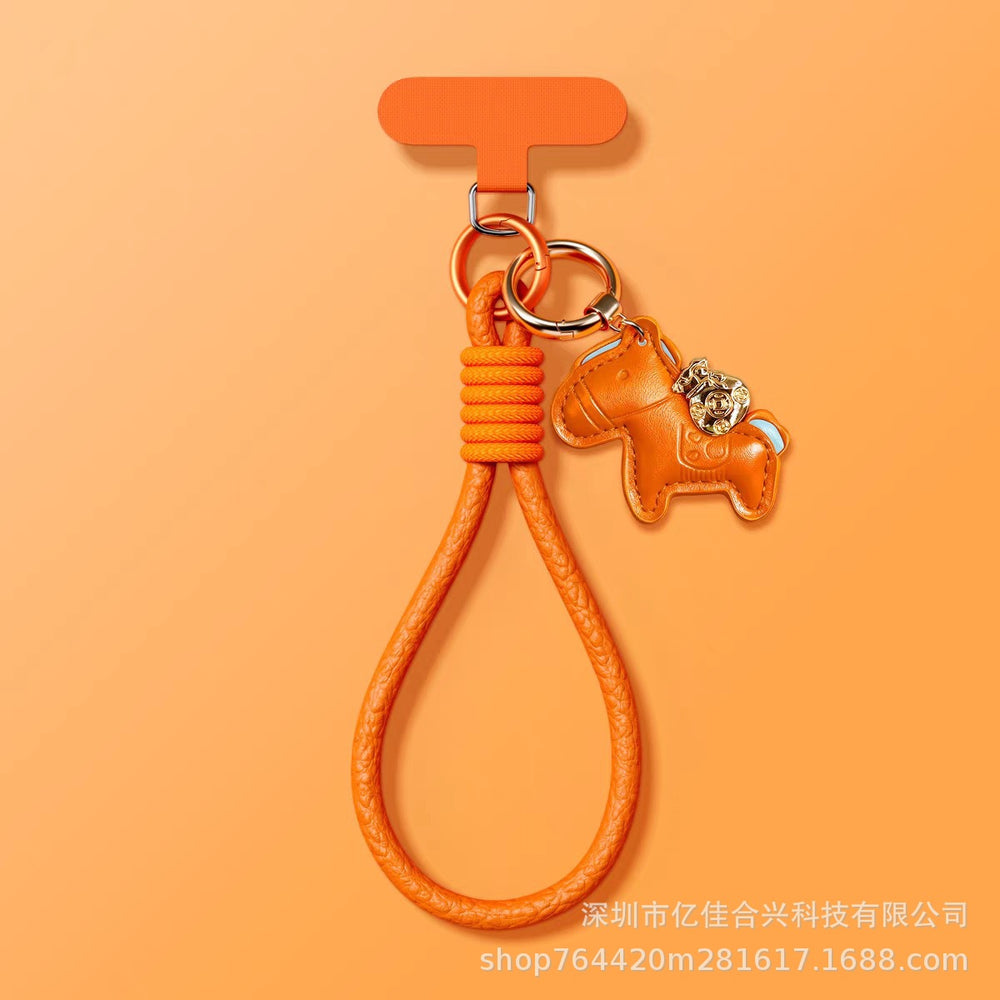 New year's edition pony leather phone lanyard - "get rich quick" wrist strap, bag charm, keychain, anti-lost short lanyard