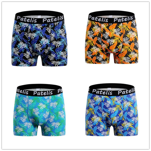 Boys' underwear fashionable sports cotton shorts high waist trendy underwear personalized pattern leaf model