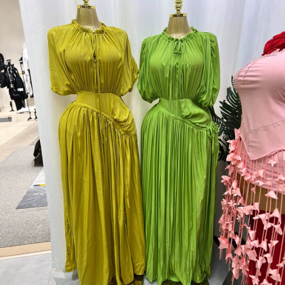 African & western cross-border fashion: pleated, loose-fit, trendy maxi dress - comfortable