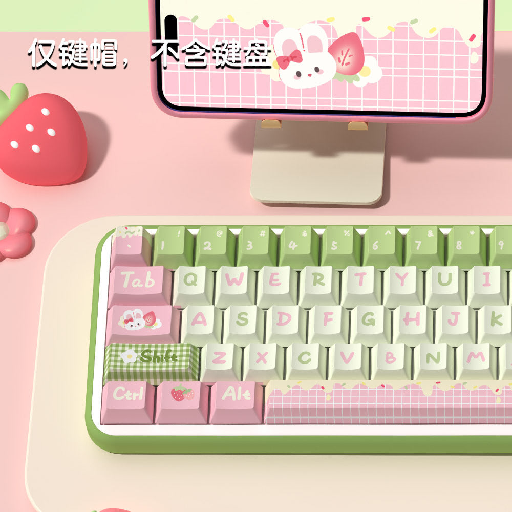 Strawberry milk rabbit, original keycaps, original highly personalized customized pbt thermal sublimation mechanical keyboard cap