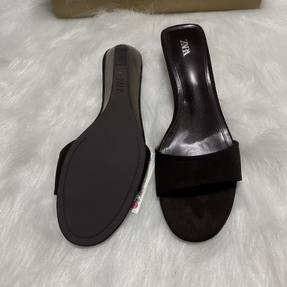 Korean style minimalist round toe wedge heel sandals - women's 2025 new arrival - versatile outdoor wear, matte finish, perfect with skirts, low heel sandals