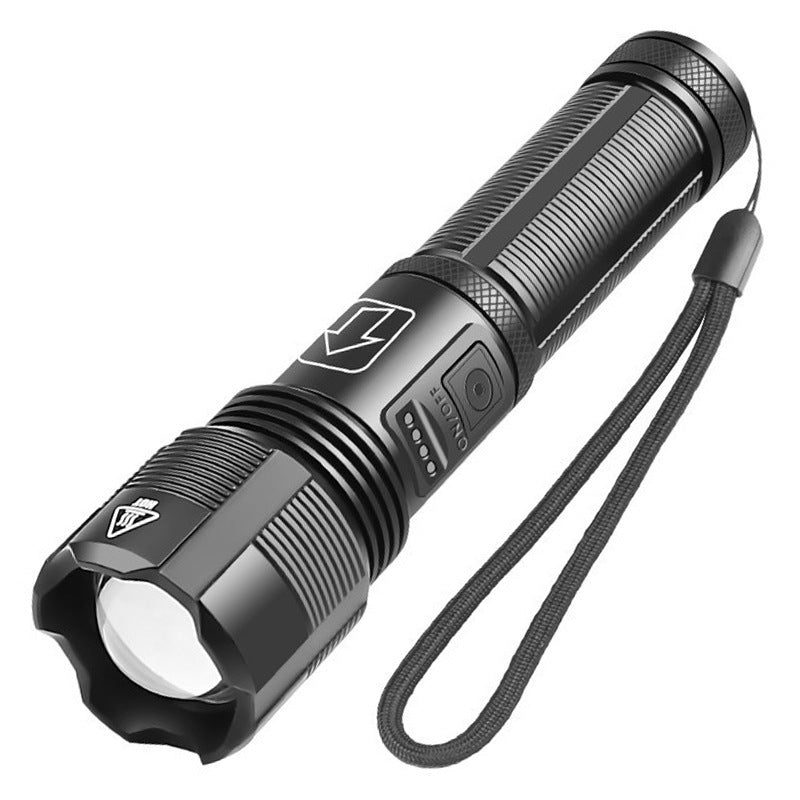 Cross-border XHP50 flashlight zoom power display flashlight USB charging strong light flashlight HXP70 flashlight