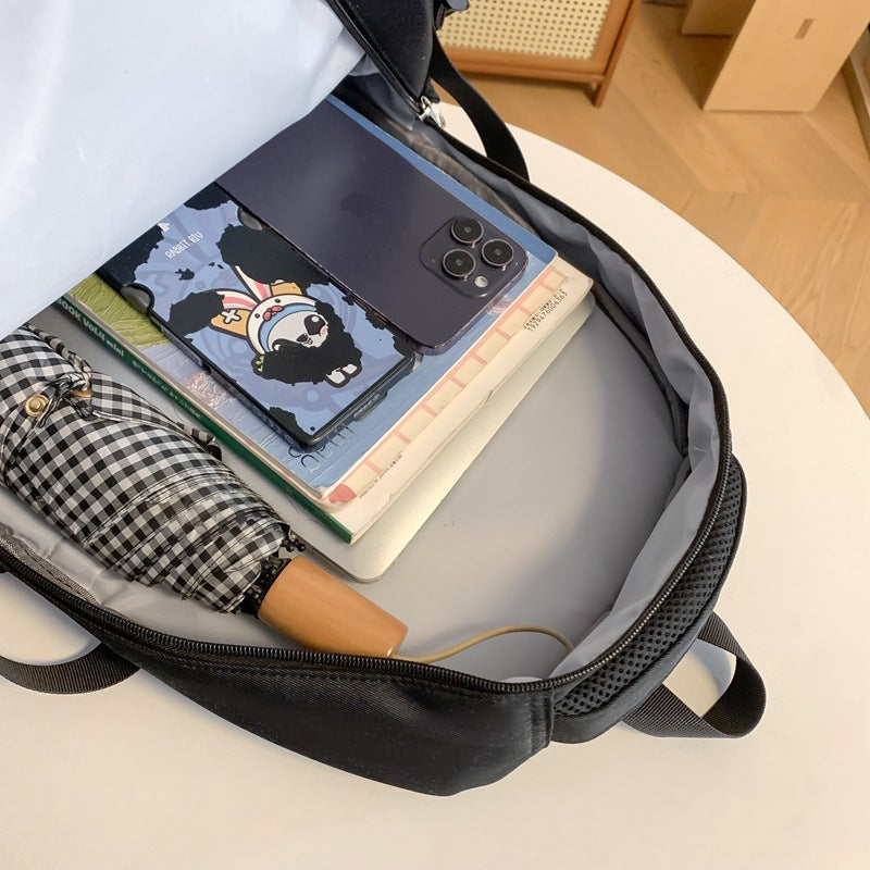 New ins college style large-capacity schoolbag Japanese simple  style backpack solid color value student bag