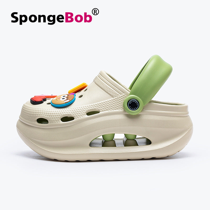 Spongebob squarepants women's clogs - summer outdoor wear, thick sole, height increasing, "stomping on shit" comfort, diy sandals, eva anti-slip