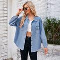 European and american cross-border e-commerce women's spring  new arrival:  independent site washed loose denim shirt top