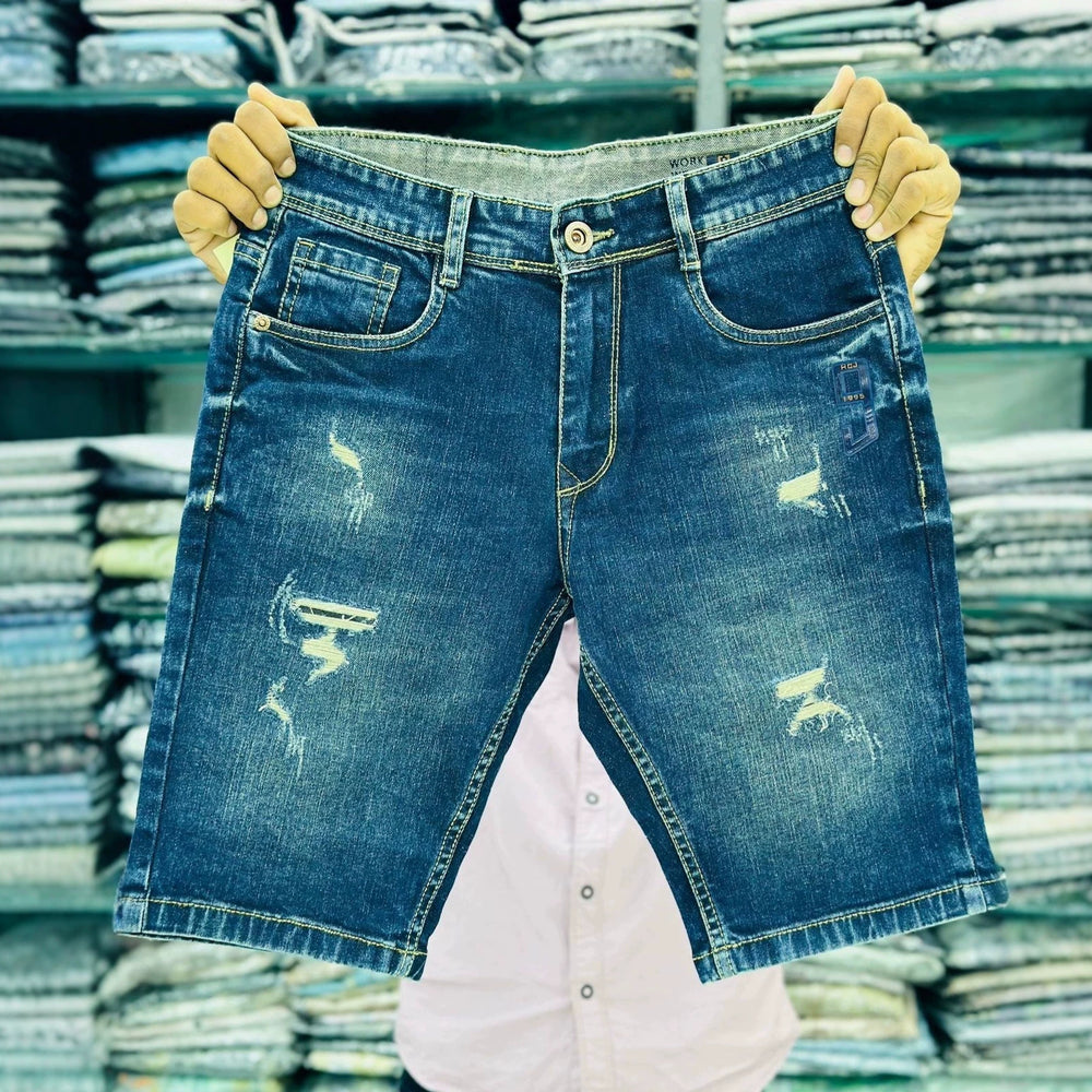 Men's denim shortsjeans men's jeans new half length ripped denim men's pants wholesale