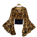 Popular new arrivalinsniche stylesense of designv neckflare sleevesprintingtopsfemale waisteasiest for matchchicaccessible luxuryshirt