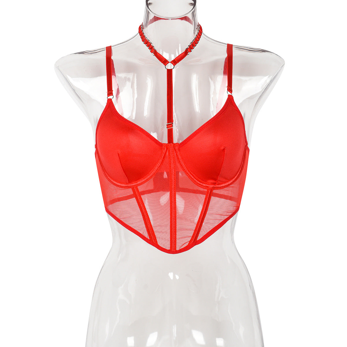 Europe and the United States INS new hot-selling heavy metal neck simple top glue bone shape navel suspender women's clothing 3394