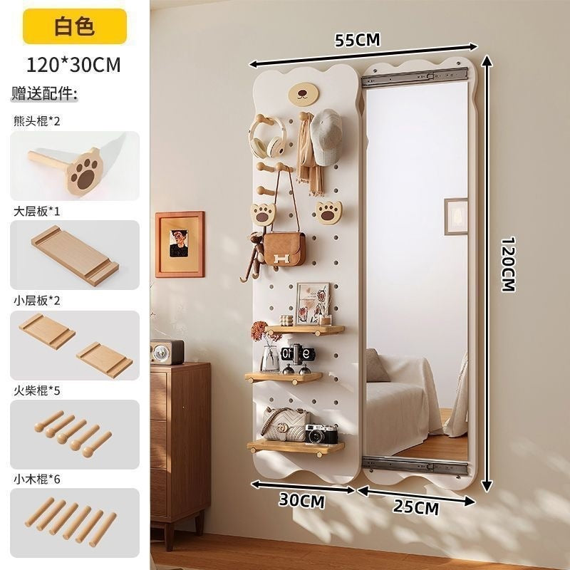 Bear hole board full-length mirror hidden push-pull full-length mirror for home can be closed invisible wall-mounted fitting mirror no