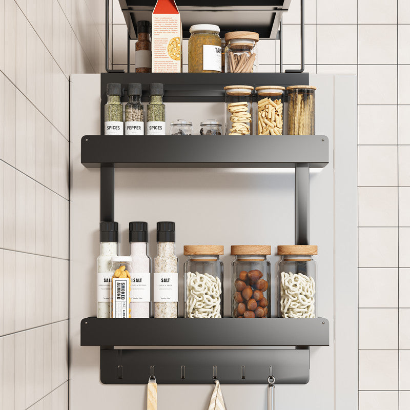 Refrigerator upper shelf side storage magnetic top hanger kitchen multi-layer plastic wrap seasoning bottle household storage rack