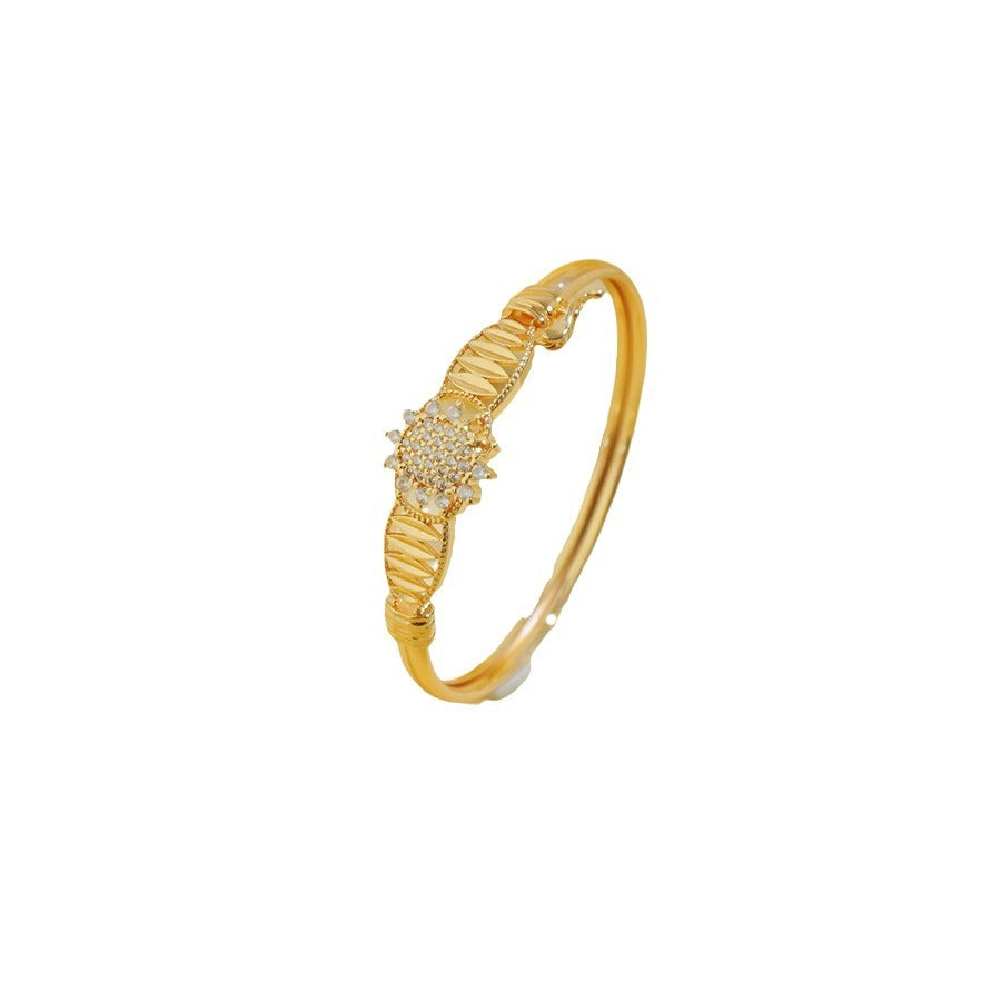 zircon geometric gold-plated bangle, women's elastic bracelet for autumn/winter, perfect for back-to-school parties