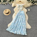 French sweet lace camisole and floral cake skirt two-piece set - women's summer slim-fit vacation outfit