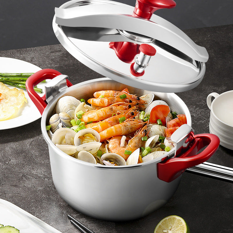 Stainless steel pressure cooker - heavy-duty, explosion-proof, high capacity - suitable for gas stoves and induction cooktops