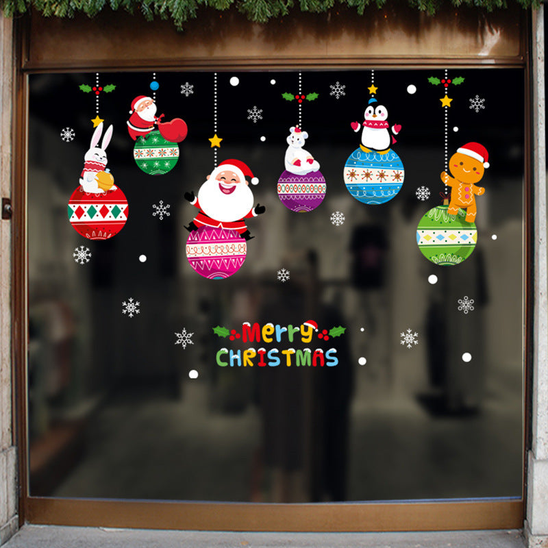 Christmas wall sticker new Christmas colored ball pendant storefront window glass door non-marking glue Christmas wall sticker XH6283