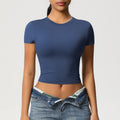 double-sided nylon casual tight-fitting quick-drying pilates tops yoga wear short-sleeved running fitness sports t-shirt