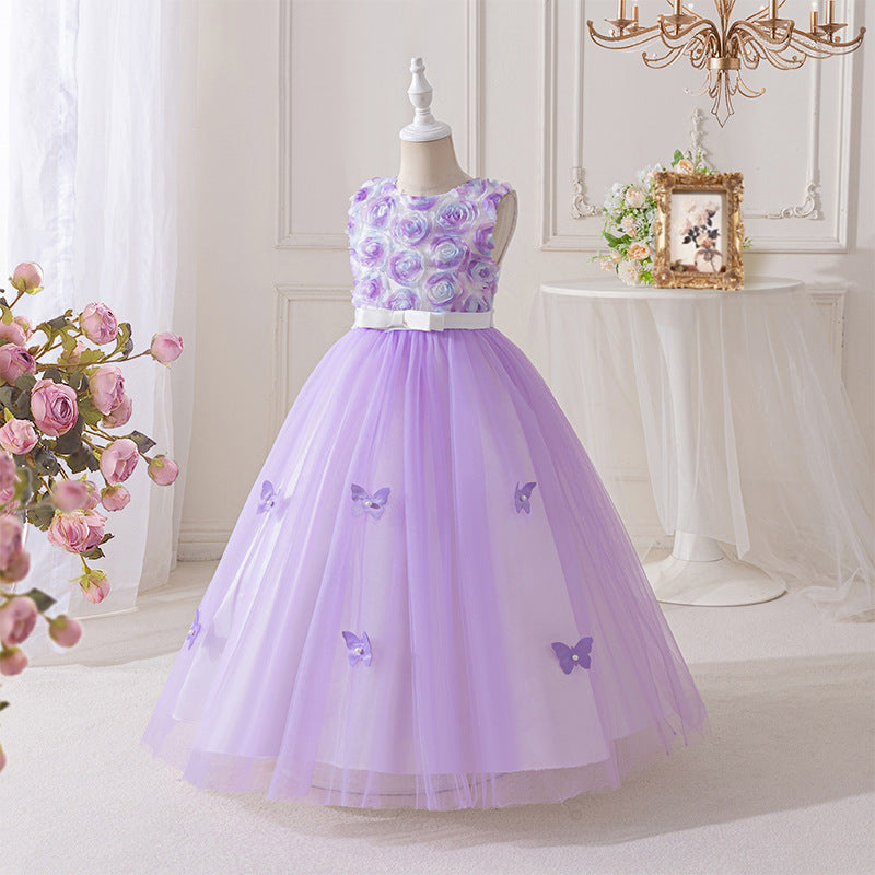 girls' formal dresses runway model evening gowns kids sleeveless long dresses princess dresses wedding dresses tutu skirts