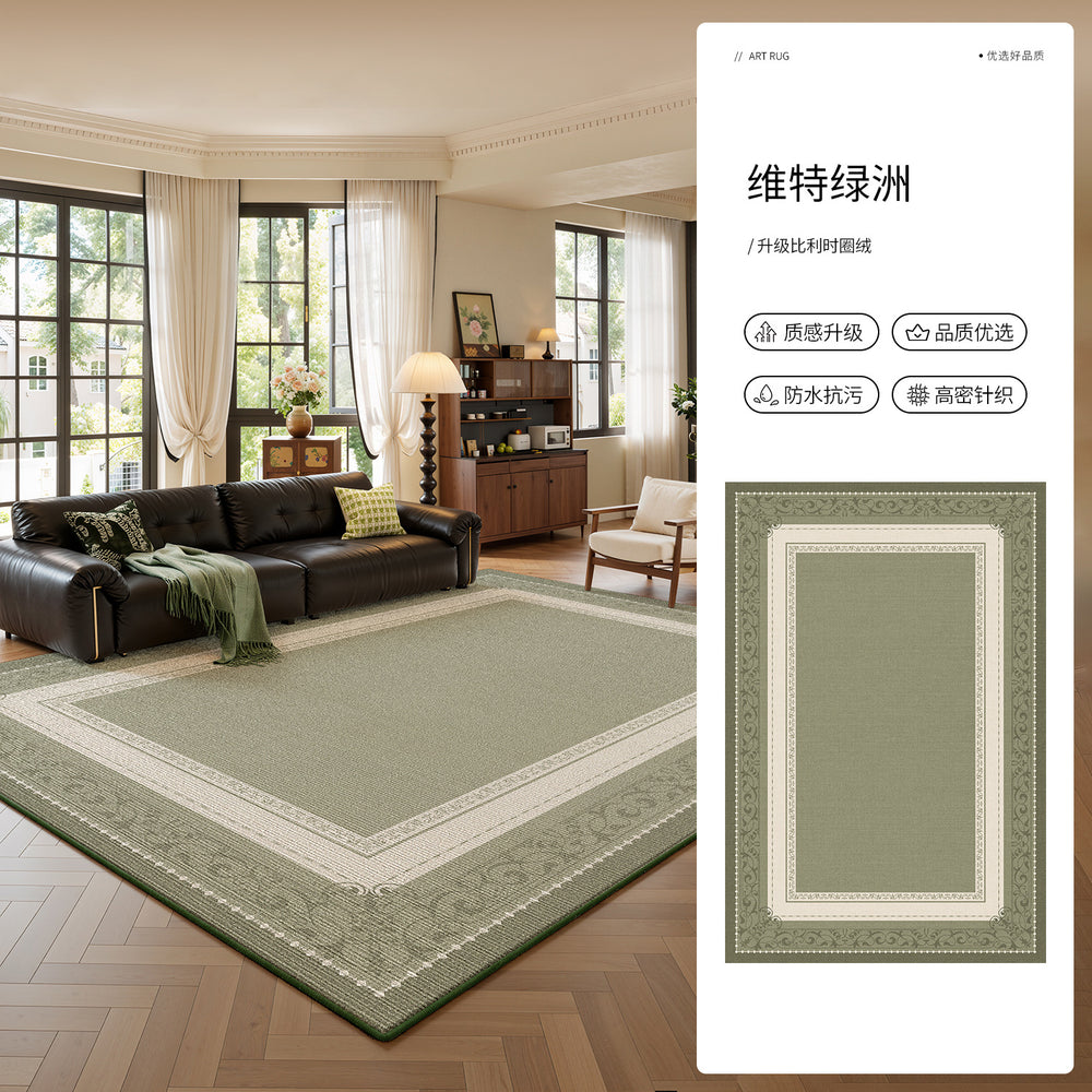 Carpet living room green french retro style sofa cushion medieval style waterproof washable and wipeable accessible luxury high-end carpet