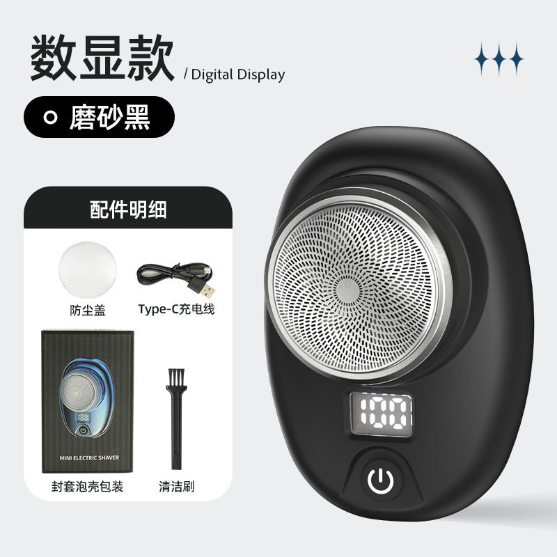 mini electric shaver - portable home use men's razor, travel-friendly, washable, digital display beard trimmer