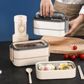 316 stainless steel double-walled insulated lunch box with dividers, microwaveable plastic food container