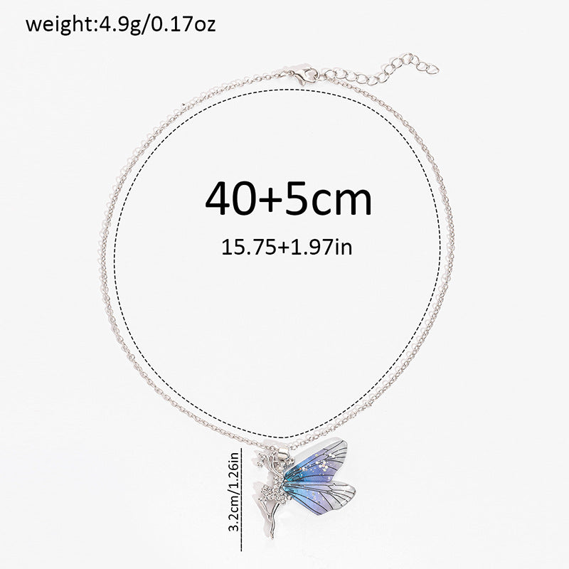 2024 autumn new arrival: cross-border e-commerce jewelry - diamond-studded dancing girl pendant, trendy & unique butterfly wing necklace