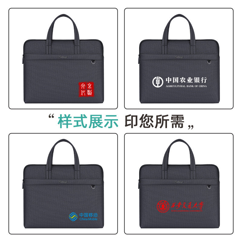 Business oxford cloth briefcase - men's large capacity tote bag, document bag, waterproof canvas office conference file bag