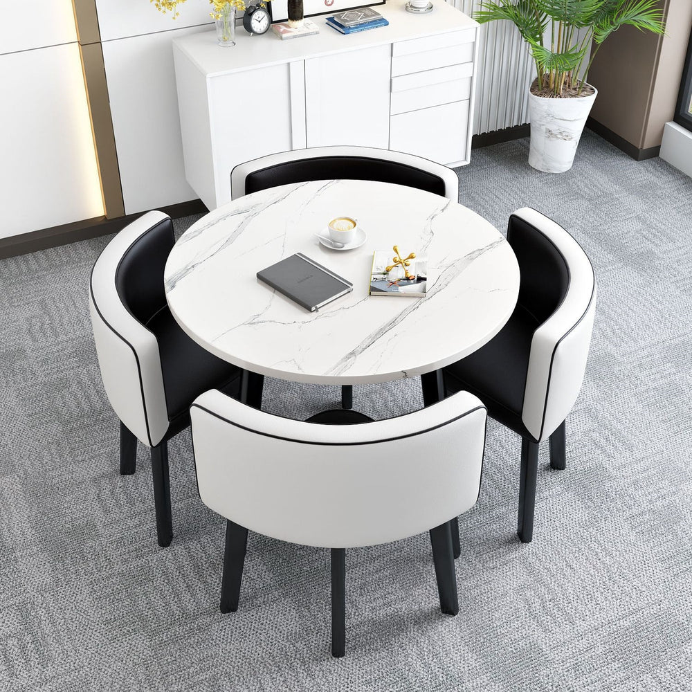 Collapsible dining table for home, small apartment, apartment, restaurant, shopfront negotiation table and chair set, reception round table