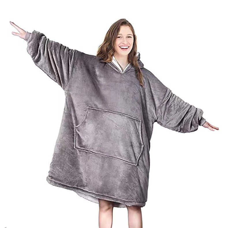 Thickened robe lazy clothes pullover fleece hooded tv blanket outdoor cold weather clothes lazy pajamas wholesale
