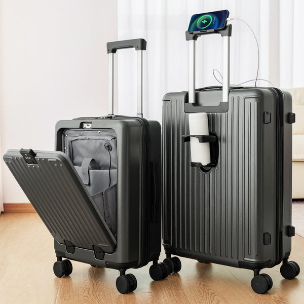 Yongsheng multi-function one-button front open suitcase 20-inch boarding case trolley case 24-inch universal wheel pc suitcase