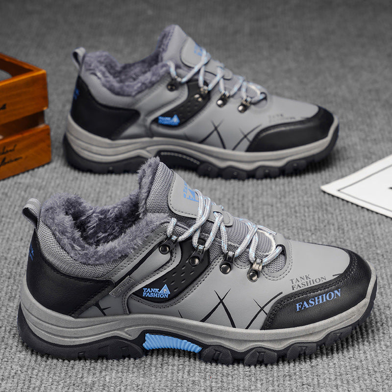 Autumn winter outdoor men's shoes waterproofnon-slipabrasion resistanthiking shoes middle-aged men heattechfleece-lined travel shoes sneakers