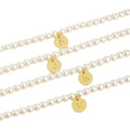 Amazon gold 26 letter coin pendant bracelet imitation pearl beaded bracelet women's bridesmaid gift jewelry