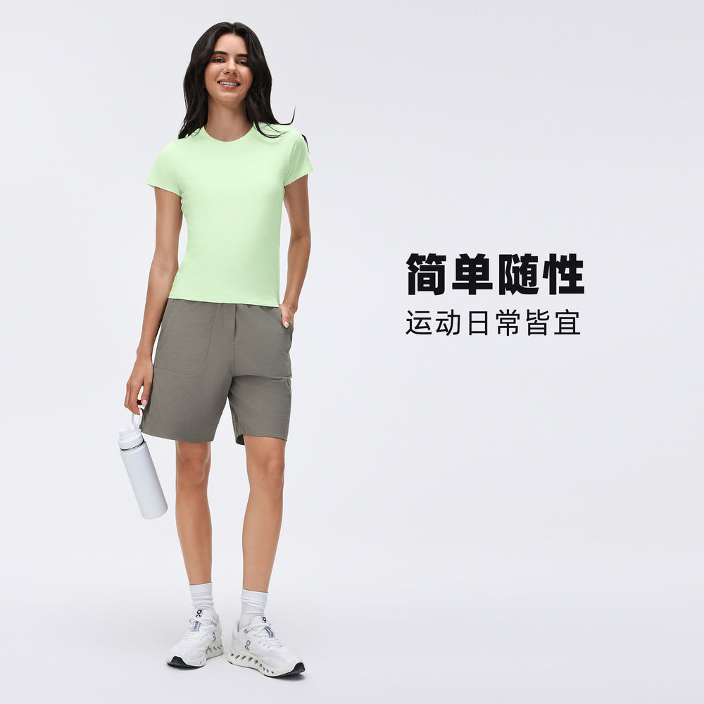 High-waisted casual capri shorts for women - lightweight, breathable, athletic running shorts - loose fit, straight leg, mid-length workout shorts - summer style d26068