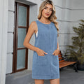 Fashion cross-border export women's clothing new arrival   washed backless casual vest dress suspender skirt