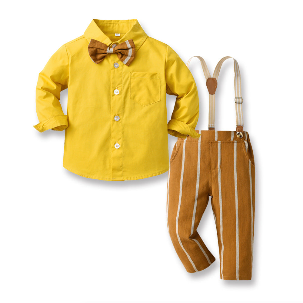 Boys' spring/autumn outfit set - new cross-border style: stylish and trendy two-piece striped set for mid-to-large children, korean style, popular and fashionable