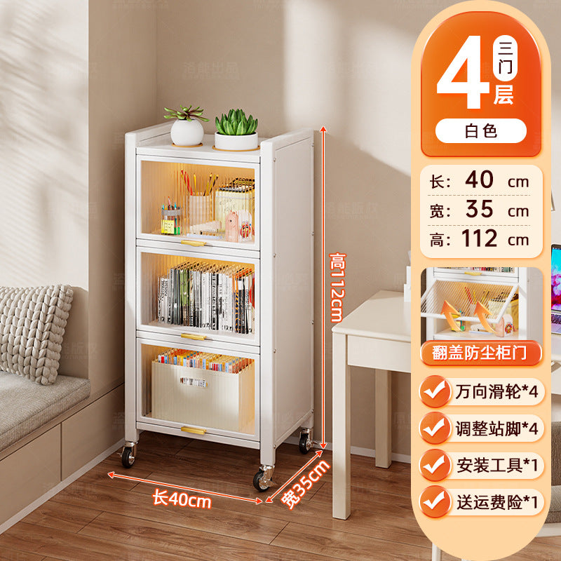 Steel dust-proof bookcase crevice bookshelf living room vertical cabinet with door locker bedroom narrow cabinet floor storage cabinet