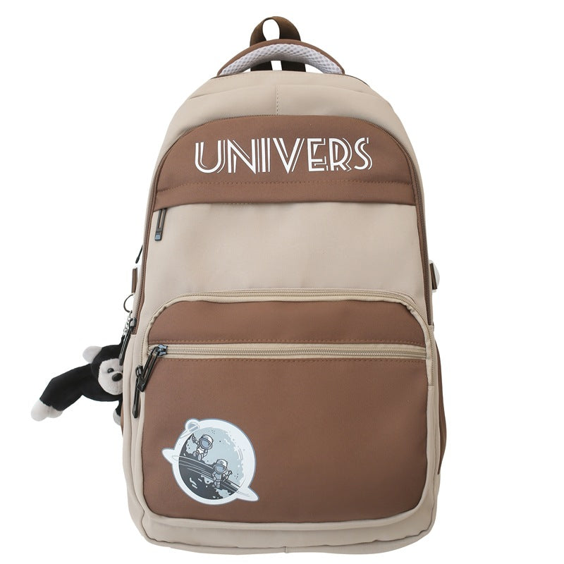 New student schoolbag ins contrasting colors, junior high school, college student schoolbag, large-capacity couple model, lightweight burden-reducing backpack