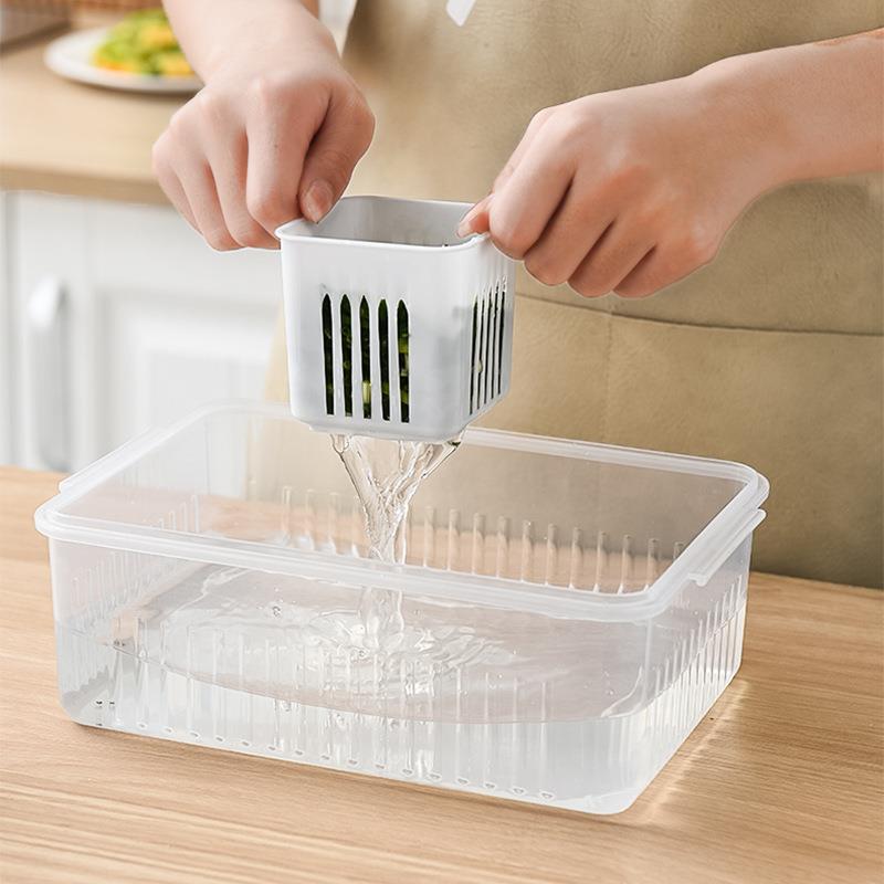 Scallion storage box for home onion ginger garlic crisper wholesale kitchen refrigerator fruit food crisper drain box