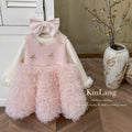 Girls' dress  winter pink children's performance princess dress toddler & little girl bowknot gown