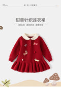 Girls' christmas dress  new style baby girl birthday party first birthday dress children's thickened skirt